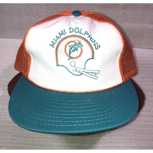 Miami Dolphins Vintage NFL Nesh snapback foam front Trucker Cap EUC - Picture 1 of 3